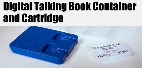 Image of Digital Talking Book Container and Cartridge Image of Digital Talking Book Container and Cartridge