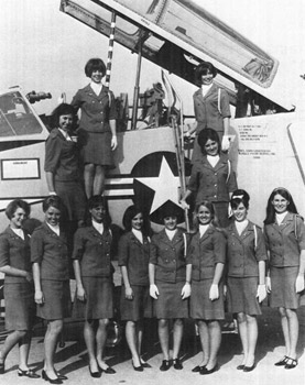 The Reserve Officers’ Training Corps (ROTC) is not yet accepting women. Dunbar joins the Air Force ROTC Auxiliary, Angel Flight, shown here on a visit to Paine Field. University of Washington, 1969, Tyee Yearbook, pg. 31.