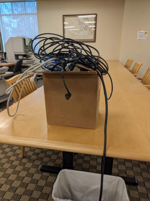 a box of computer cables