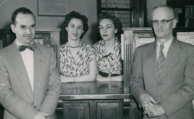 Bank of Endicott employees, Endicott, Washington, 1953 (Courtesy of Washington Rural Heritage)