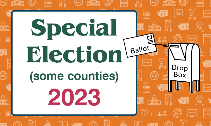 “Special Election (some counties), 2023” with an envelope labeled “Ballot” following an arrow to a drop box.