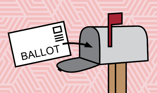 Ballot being returned in a mailbox