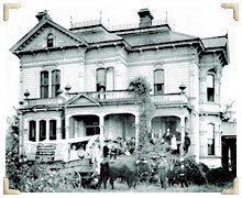 Ezra Meeker in front of his home