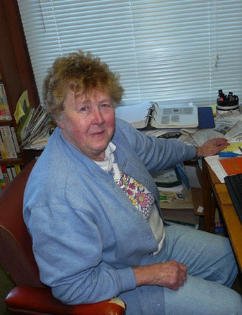 Adele Ferguson in her office at her home
                              in Hansville overlooking Puget Sound. She broke the gender barrier in the Capitol
                              Press Corps in Olympia in 1961. John Hughes for The Legacy Project.