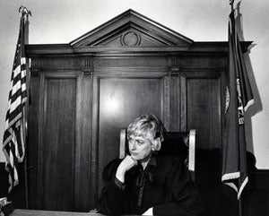 Dimmick on the King County Superior Court bench during
arguments over the Seattle teachers’ strike in 1978.