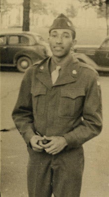 Staff Sergeant Charles Z. Smith at Camp
                              Lee, Virginia in 1946. Smith joined the Army against the wishes of his mentor, Dr.
                              William H. Gray Jr. in a rare act of rebellion.