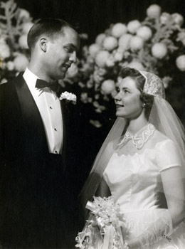 The Utters on their wedding day, December 28, 1953