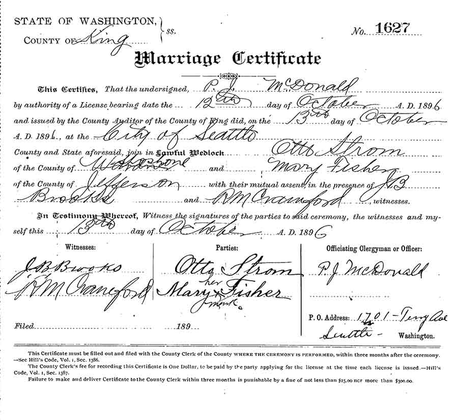 Strom Marriage Certificate