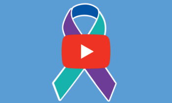 Illustration of a ribbon with the YouTube play button on top