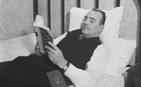 Lieutenant Governor Meyers reading a book.