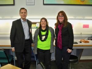 Ken Raskey, Joyce Hanna, and Kim Wyman in the AHCC Library