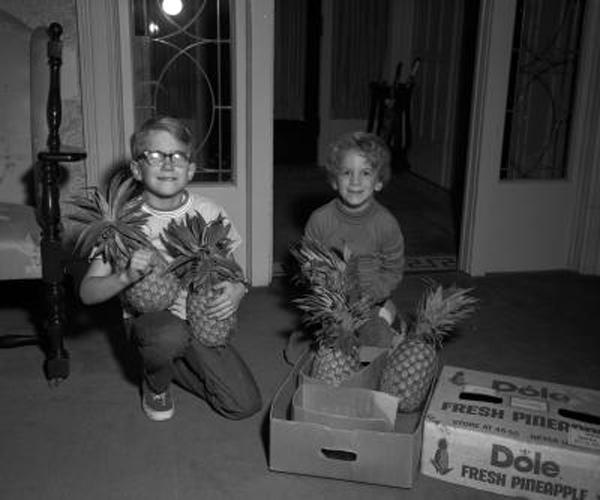 Evans children with 1970 Christmas gift Evans children with 1970 Christmas gift