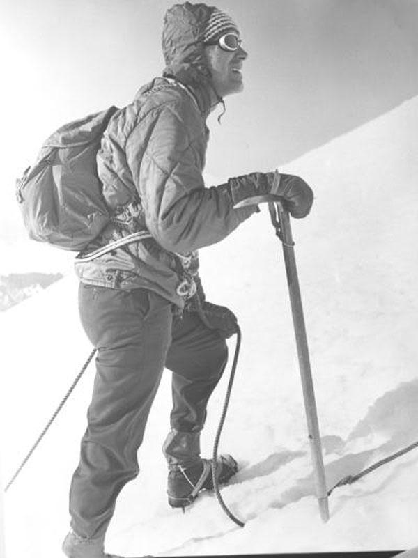 Gov. Evans climining Mt. Rainier