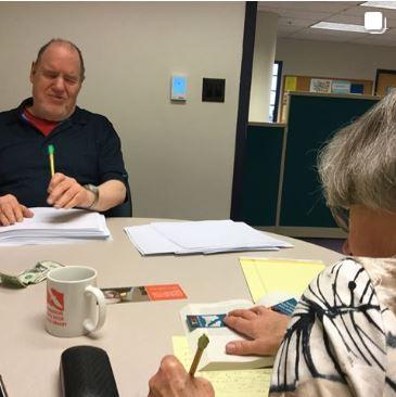 Volunteer proofreaders Rick and Mary