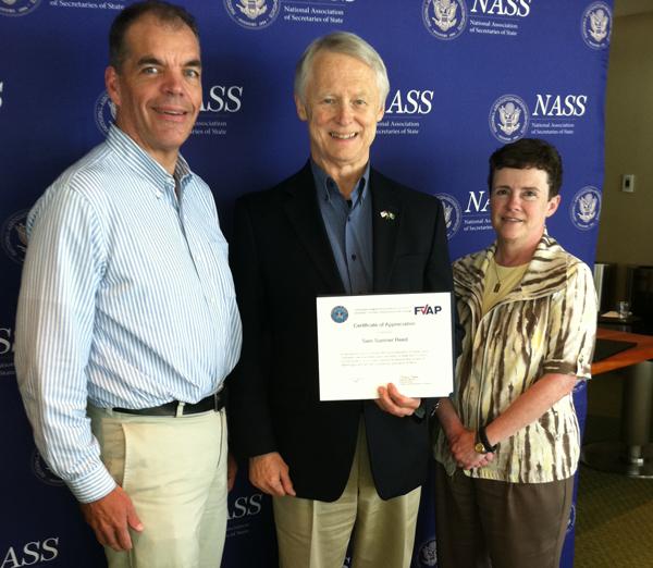 Sam receives certificate from FVAP