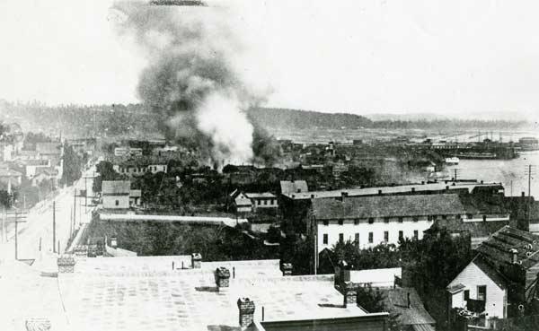 Seattle-fire,-view-from-Pike-Street,-1889.-State-Library-Photograph-Collection