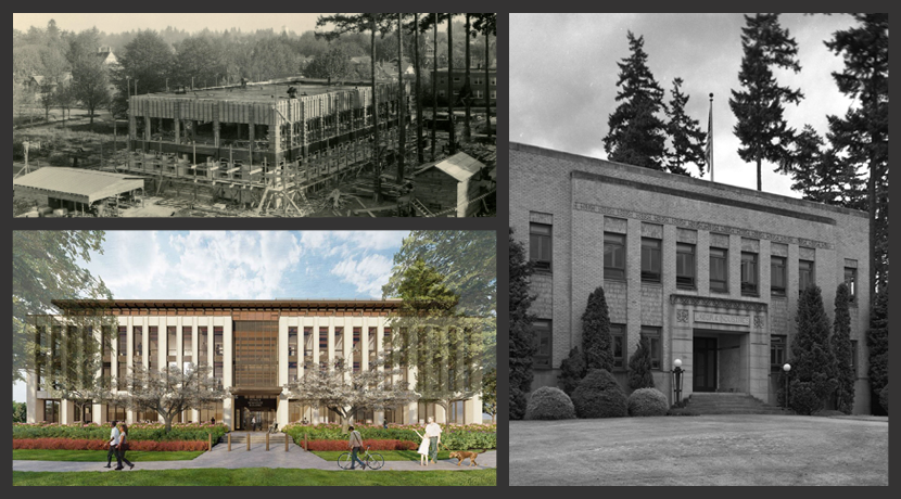 Collage of images of the Newhouse Building over time