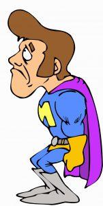 Man in cape with a disappointed look on his face