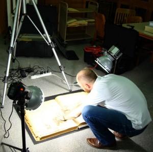 Imaging a historic newspaper article at Tacoma Public Library.