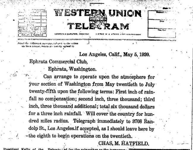 Telegram from Hatfield