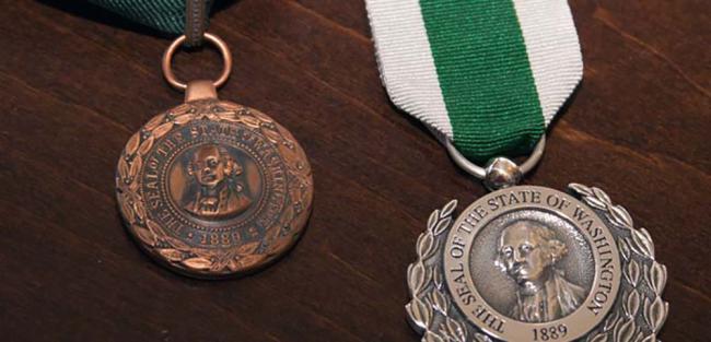Medals of merit and valor.