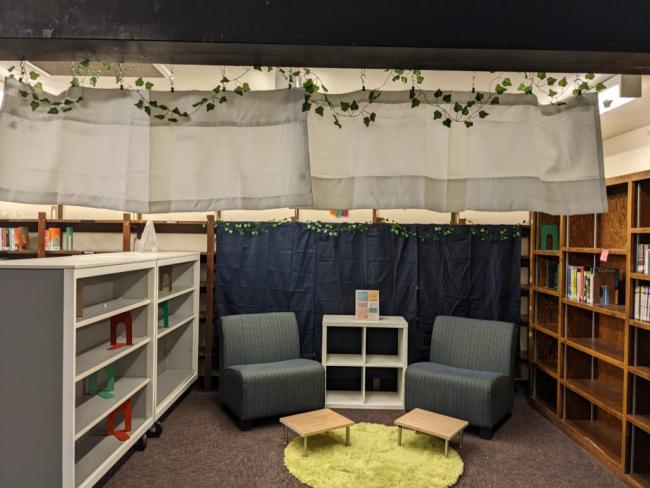 reading room in the library with two chairs