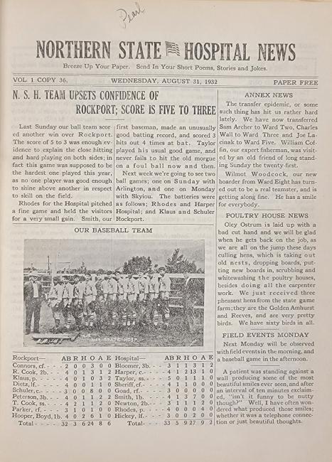 “N.S.H. Team Upsets Confidence of Rockport; Score is Five to Three”; NSH News, Aug. 31, 1932