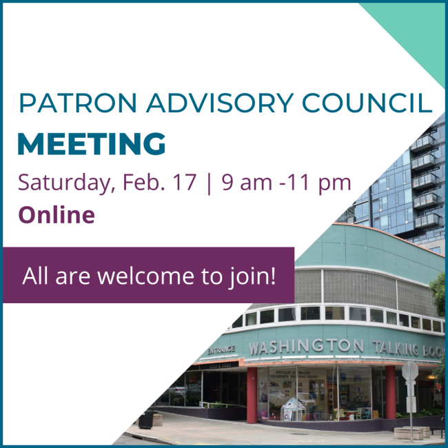 Patron Advisory Countil Meeting, Saturday Feb. 17, 9-11 am.</body></html>