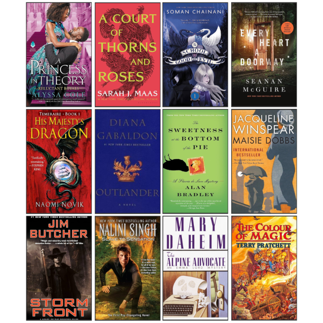 4x3 grid with individual book covers