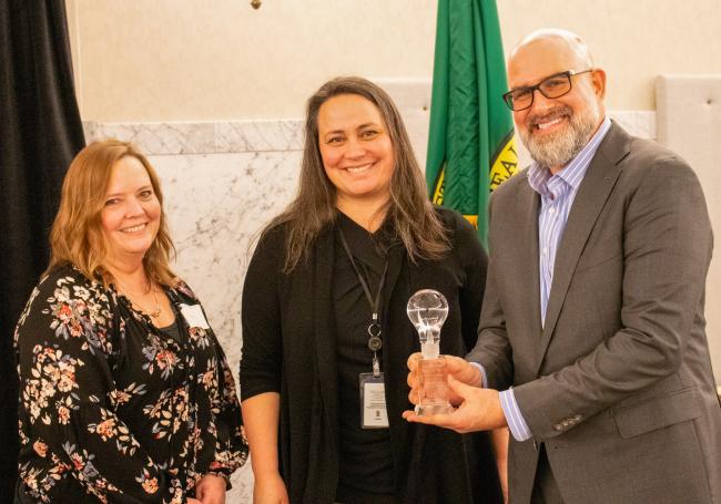Danya Boroski and Scott McCallum of WSSB and Productivity Board Member Mia Navarro
