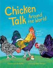 Cover of Chicken Talk book showing three chickens