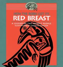 Cover of How the Robin Got Its Red Breast book showing a robin drawn in an Indigenous design